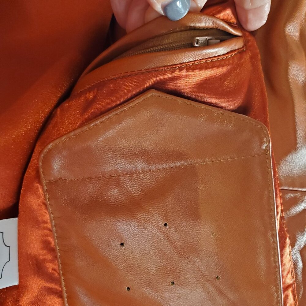 Urban Fashion Studios Eva Women’s 100% Real Tobacco Leather Sport Jacket XS - Picture 14 of 16